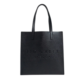 Black leather tote bag
